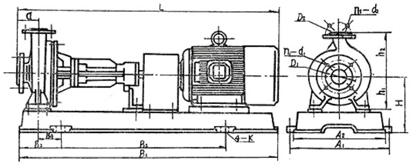 RY系列離心導(dǎo)熱油泵機(jī)組安裝尺寸圖