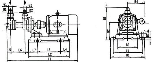   3G25×4、3G36×4型船用三螺桿泵外形及安裝尺寸